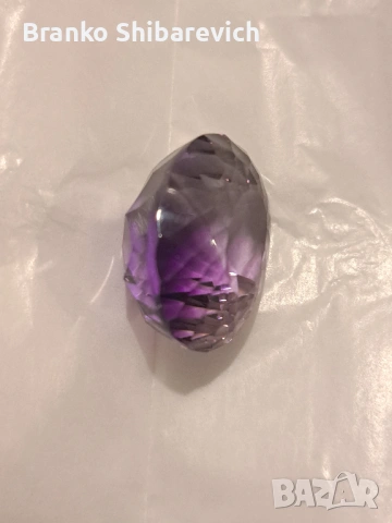 Натурален аметист 24.86 ct- дълбоко лилав, сертификат ALGT, снимка 2 - Бижутерийни комплекти - 53433733