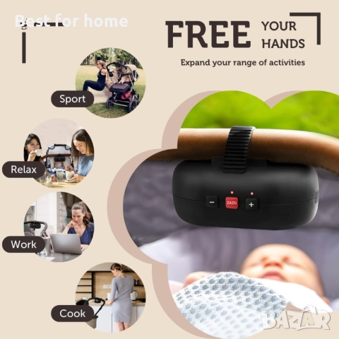 Автоматична бебешка люлка ZAZU Robby, снимка 9 - За бебешки колички - 52362810