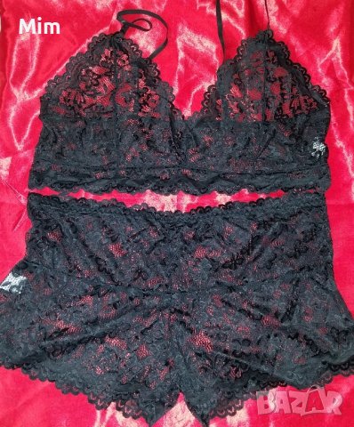  4XL К-т Сутиен/бюстие/ и бикина/ боксер/ от еластична черна дантела, снимка 5 - Бельо - 44285552