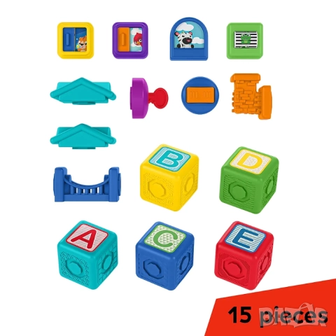 Активна играчка Baby Einstein - Кубчета, Bridge & Learn, 15 части, снимка 12 - Образователни игри - 52214353