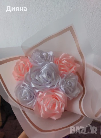 Вечни букети от сатен, снимка 5 - Декорация за дома - 51055596