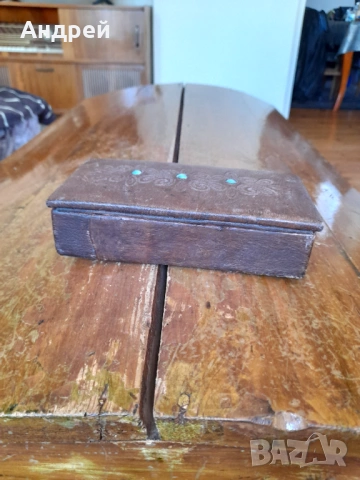 Стара кожена кутия за бижута, снимка 6 - Други ценни предмети - 53801967