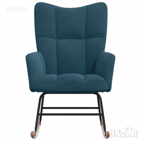 vidaXL Люлеещ стол, син, кадифе, снимка 3 - Столове - 56146949