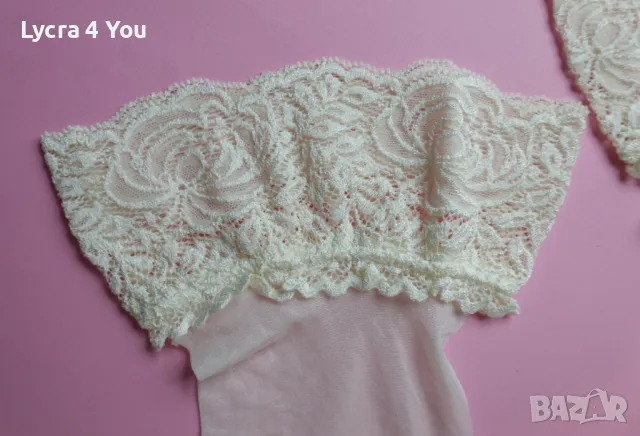 S/M нови чорапи със силикон в цвят шампанско, снимка 6 - Бельо - 47643970