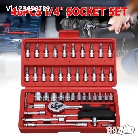 Гедоре 1/4 4-14мм + накрайници 46 ч