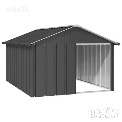 vidaXL Кучешка къща антрацит 116,5x153x81,5 см поцинкована стомана（SKU:171541）, снимка 2 - За кучета - 48797848