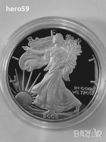 1 сребърен долар 2005 год./2005-W $1 EAGLE PCGS/ , снимка 3 - Нумизматика и бонистика - 40771104