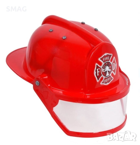 Пожарникарска пластмасова каска, червена_1225538
