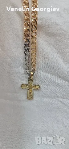 Стоманен синджир с кръс в цвят злато 2бр, 56см. / 60см., снимка 10 - Колиета, медальони, синджири - 48984381