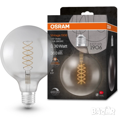 OSRAM декоративна крушка LED  G125, E27, 7.8W (30W), 360 лумена,