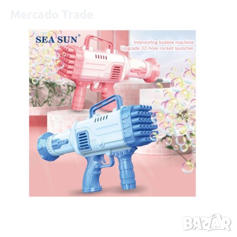Пистолет Mercado Trade, За сапунени балончета, 32 дупки, Базука, Розов, снимка 5 - Електрически играчки - 41530586