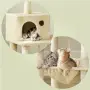 Многоетажна драскалка за котки с къщичка, хамак и платформи – 143 см, Бежова, снимка 4