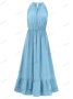 Нова празнична едноцветна рокля с V-образно деколте и талия без ръкави, 3цвята , снимка 7