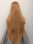 80 см дълга права медено руса перука с дантела 13*4*1, снимка 3