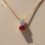 Ново Златно Италианско Колие с 0.40кт Естествен Диамант и Рубин, снимка 1