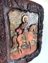 Прекрасна Много Стара Дървена Икона - Свети Мина, снимка 7
