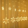 LED Завеса с коледни звезди, снежинки и елени, снимка 1 - Декорация за дома - 42511383