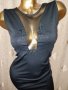 S/M Елегантна черна рокля на бюста с прозрачен тюл , снимка 1 - Рокли - 42567786