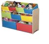 Детски Дървен Органайзер, Етажерка, Шкаф, Секция за Съхранение на Играчки и Книжки - 3 нива с 9 Текс