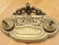 Масивна антикварна двойна мастилница (писалищен прибор), снимка 4