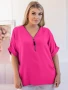 Дамска блуза с цип на деколтето и къси ръкави 9740, снимка 4