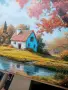 Голяма картина на платно Hyidecorart Селска Вила, 50x100 см, с красива дървена рамка, снимка 6