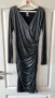 Нова midi парти официална коктейлна бляскава сиво металик черна еластична рокля Replay набрана , снимка 4