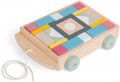 Нова Детска играчка дървена количка образователна игра с форми цвят, снимка 5