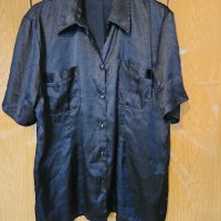 Черна сатенена риза, XL, снимка 6 - Ризи - 44350123