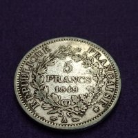 5 франка 1849 година сребро , снимка 1 - Нумизматика и бонистика - 41491004