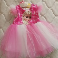 Рокля Елза синя и розова, снимка 2 - Бебешки рокли - 41893545