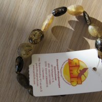 Ластична гривна от първокласен балтийски кехлибар, снимка 1 - Гривни - 39424611