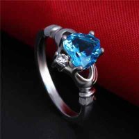 Дамски пръстен със син циркон - сърце, снимка 3 - Пръстени - 41865759