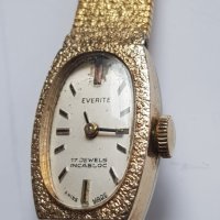 Дамски позлатен механичен часовник Everite 17 Jewels Incablo, снимка 4 - Антикварни и старинни предмети - 39080611