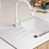 Кухненска мивка от Гранит модел Милано 780 x 500 mm - Бял, снимка 5 - Други - 36079194