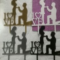 4 цвята пластмасов Love двойка с мъж на колене топери за сватбена торта украса табела топер, снимка 2 - Други - 18836999
