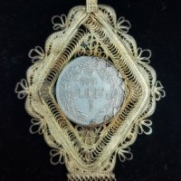 Старинен позлатен женски медальон ,филигран , снимка 2 - Антикварни и старинни предмети - 26210353