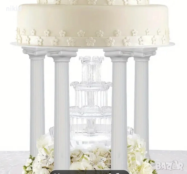 4 бр Гръцки елегантни колони подпори за етажи торта сватба и др пластмасови къси или дълги, снимка 1