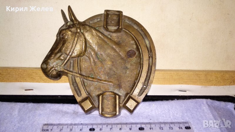 Стар ЧУГУНЕН ФИГУРАЛЕН БРОНЗИРАН АРТ ПЕПЕЛНИК за ПУРИ с ЩЕМПЕЛ "ПД" - Петко Денев ГАБРОВО КОН 33938, снимка 1