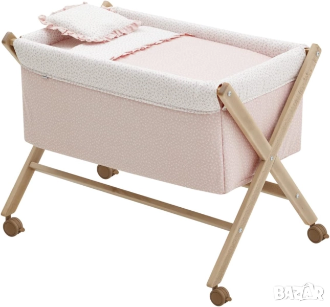 Детска/Бебешка Люлка/Легло Дървена Cambrass Wooden Mini Cradle Liberty Pink/Natural 55×87×74 см! , снимка 1