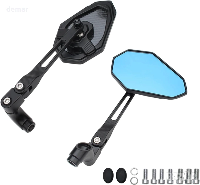 YUBOZDZQ Огледала за мотоциклети, Огледало за обратно виждане от карбон с антирефлексно покритие, снимка 1