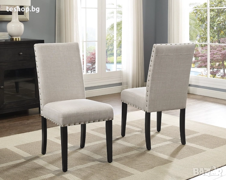 Трапезен стол Roundhill Furniture Biony Cabernet с декорация 2 броя комплект, снимка 1