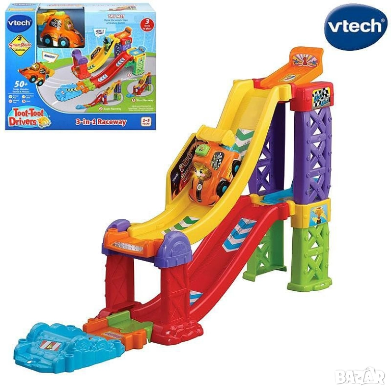 Комплект VTech Toot-Toot Drivers 3-in-1 Raceway, снимка 1