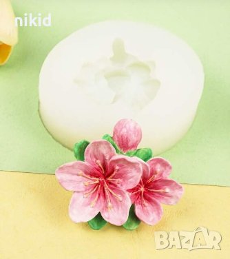 Праскова цвят цвете силиконов молд форма фондан гипс сапун декор украса смола, снимка 1