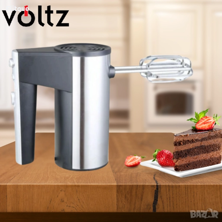 Ръчен миксер Voltz черен с инокс 300W, 5 скорости, 2 ГОДИНИ ГАРАНЦИЯ, снимка 1