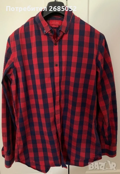 Мъжка карирана риза Zara размер М-L, снимка 1