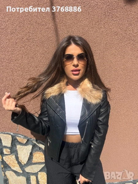 Кожено яке с пух, снимка 1
