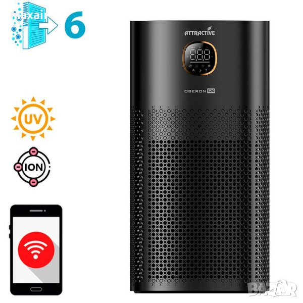 OBERON 520 WiFi (до 62 м2) - Пречиствател за въздух - черен * Гаранция 2 години * Безплатна доставка, снимка 1