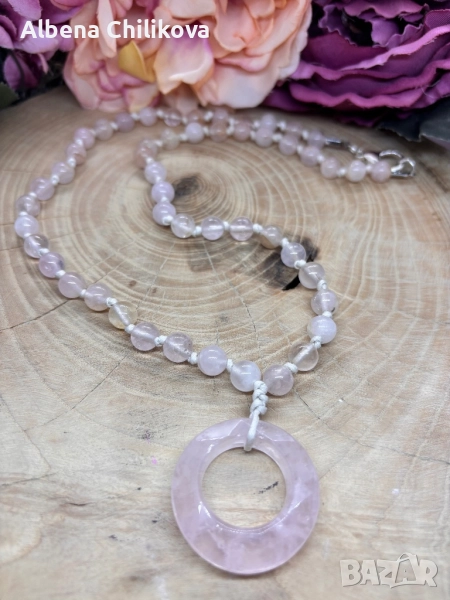 Колие от розов кварц, снимка 1