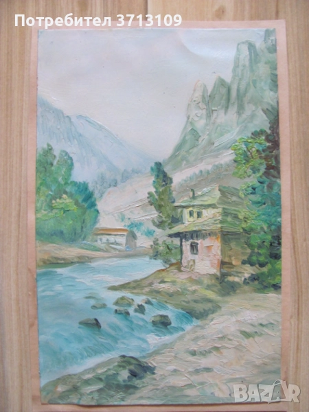 Майсторска стара Картина масло, картон , 31х20см., снимка 1